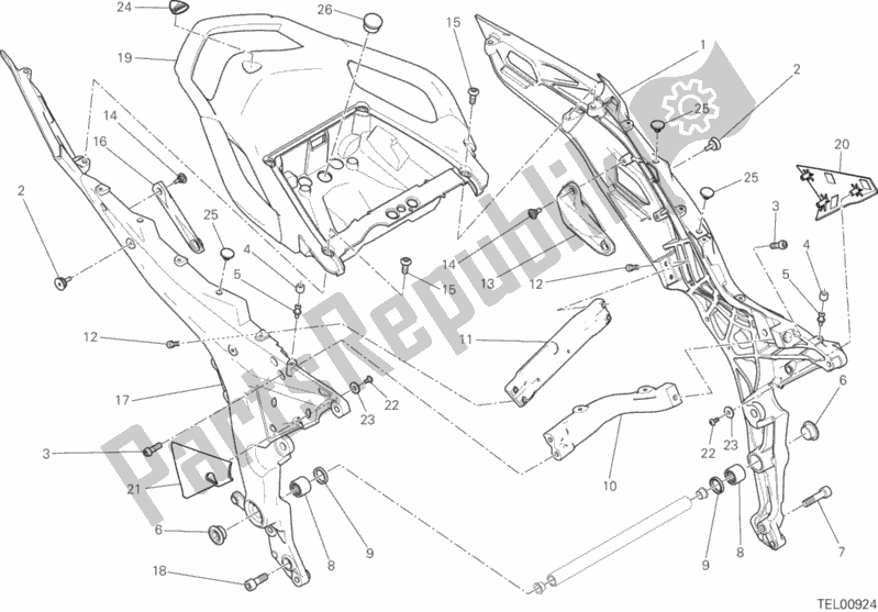 All parts for the Rear Frame Comp. Of the Ducati Multistrada 1200 ABS Brasil 2016